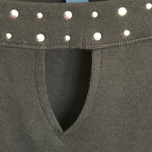 KAREN SCOTT 100% Cotton Silver Studded Neckline Black Top Women’s Plus Size 2X - Picture 4 of 16